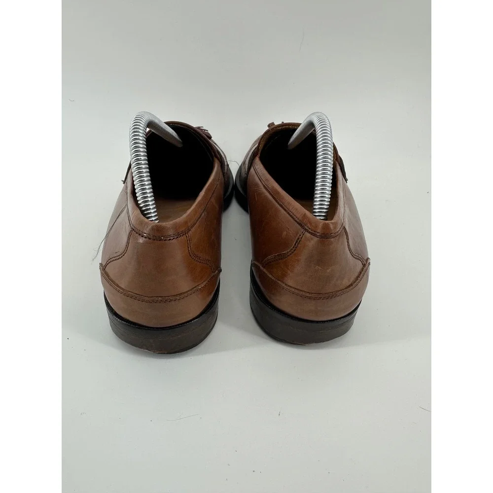 Johnston Murphy Brown Tassel Loafers Braided‎ Detail Made in Italy Dress Shoes